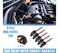 5pcs Voiture Relais avec Prise Harnais 5 Broche 12V 80Amp Modèle JD2912