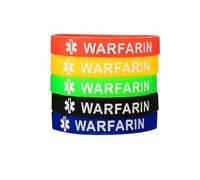 (5pcs warfarin) X2 Type one 1 2 Two Diabetes Warfarin Medical Alert Silicone Wristband Medical Alert Bracelet