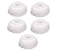 5PCS White Replacement Mop Head Spin Mop Refill | Universal for 360 Spin Magic Mopping, Round Shape, Standard Size, 5-Pack