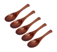 5Pcs Wooden Spoons, Natural Phoebe Wood Kitchen Spoon Set, Lightweight Ergonomic Mixing Spoons for Cooking and Eating, Smooth Hand - Polished Finish with Delicate Grain for Daily C
