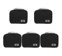 5Pièces Pochette Range Accessoires Noir Polyester Multicompartiments