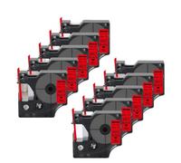 5pk 10pk 45013 45010 Compatible D1 Rape 12 mm Étiquette de cassette Remplacement du ruban Compatible avec le gestionnaire d'étiquettes LM160 210D et fabricants d'étiquettes similaires(Black on Red)