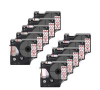 5pk 10pk 45013 45010 Compatible D1 Rape 12 mm Étiquette de cassette Remplacement du ruban Compatible avec le gestionnaire d'étiquettes LM160 210D et fabricants d'étiquettes similaires(Red on Clear)