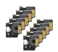 5pk 10pk 45013 45010 Compatible D1 Rape 12 mm Étiquette de cassette Remplacement du ruban Compatible avec le gestionnaire d'étiquettes LM160 210D et fabricants d'étiquettes similaires(Black on Gold)
