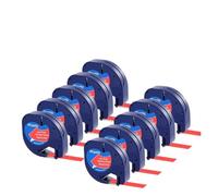 5PK 10PK, Compatible avec le ruban Dymo 12mm, recharges Letratag transparentes 12267 91331 91203 LT for Machine à étiquettes LT-100H LT-100T(10 Black on Red)