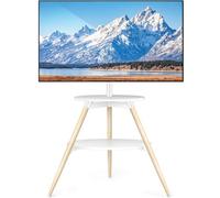 5Rcom Chevalet TV trépied avec 2 étagères pivotantes et réglage de la hauteur Support en bois pour écran LED LCD OLED 32-65" VESA max 400 x 400 mm Charge maximale 40 kg Blanc