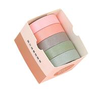 5Rolls Decorative Tape 10mmX2M Adhesive Paper for Art Craft Scrapbooking Journal Planner Photo Album Picture Frame Ournaling Collection