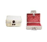 5sssallefaa Trousse de maquillage portable en rotin synthétique - Style rétro - Boîte de rangement pour cosmétiques - Organisateur de parfum - A - 34 x 24 x 14 cm - E 29 x 22 x 14 cm - E - 26 x 16 x