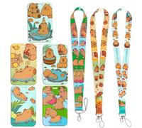 5sst Lanière De Téléphone Portable Capybara Corde De Téléphone Portable Cordon De Support De Carte Avec Porte-clés Sangle De Cou Capybaras Porte-badge Lanière Joli Porte-carte Pour Étudiants