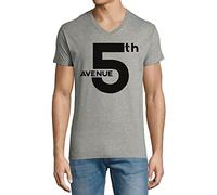 5th Avenue Manhattan New York T-Shirt à col en V Masculin Gris XX-Large