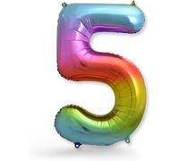 5Th Birthday Balloon - Number 5 Balloon In Multi-Coloured - 5Th Birthday Decoration For Girls Or Boys - Inflatable With Helium - For A Dazzling Celebration - Balloon 5