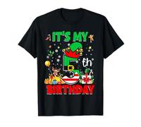 5th Birthday Boy Girl Christmas Elf 5 Years Old Kids Gifts T-Shirt