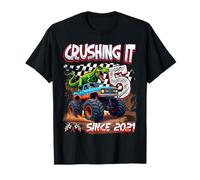 5th Birthday Monster Truck Dinosaur Crushing It Since 2021 T-Shirt