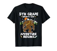 5th Grade Where The Adventure Begins Back to School Bigfoot T-Shirt Graphique avec Valeur