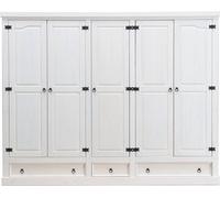 5Trg Pin massif Mexico Armoire "New Mexico" Armoire de chambre à coucher blanche