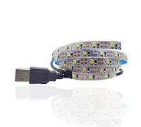 5V 10CM 1M Câble USB Alimentation LED bande de lumière lampe SMD 3528 Bande de lampe Décor de bureau de Noël pour rétro-éclairage TV (Blanc chaud, 1 M avec port USB)