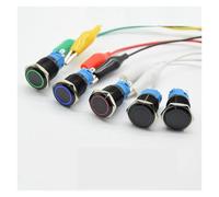 5V 12V 24V 110V 220V LED self-Locking/reset 16mm Waterproof Metal Push Button Switch maintained metal switch Latching red blue NWPNLXEA(Yellow Self-locking,12V)