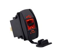 5V 3.1A Double Prise de Chargeur USB, Adaptateur de Prise de Courant de Moto de Voiture KIMISS Prise Allume-cigare Chargeur de Téléphone Adaptateur Secteur (Rouge)