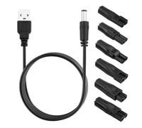 5V Chargeur de Rasoir Câble avec 6 Connecteurs Adaptateurs,Universel Câble d'alimentation USB Compatible avec Les Rasoirs pour Remington Braun,pour Divers Tondeuse Cheveux/Épilateur