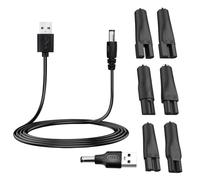 5V USB Chargeur de Rasoir Câble Universel, Tondeuses avec 7 Adaptateurs, pour Tous les Types de Tondeuses Électriques Rasoir Cordon d'alimentation CC vers USB Câble de Charge