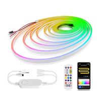 5V WS2812B RGB Bande LED Néon, 60 LEDs/m IP67 Etanche Full Color Ruban LED Neon LED Strip Avec USB wifi 24 clés IR simple clé RGB Contrôleur de magie pour intérieure Extérieur décoration.