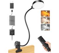 5w Lampe De Bureau Led Avec 36 Perles, Col De Cygne Lampe Pince Pour Lit Pour 3 Couleurs Et 5 Luminosité, Cri 90, Lampes De Lecture Parfaite (Blanc Avec Adaptateur)