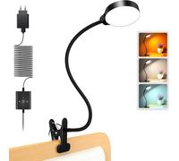 5w Lampe De Bureau Led Avec 36 Perles, Col De Cygne Lampe Pince Pour Lit Pour 3 Couleurs Et 5 Luminosité, Cri 90, Lampes De Lecture Parfaite (Blanc Avec Adaptateur)