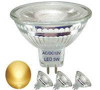 5W MR16 LED 12V Spot Lampe,blanc chaud 3000K,angle de faisceau étroit 36°, remplacement d'une lampe halogène traditionnelle de 50W, GU5.3 réflecteur en verre,spot encastrable, ampoule de projecteur