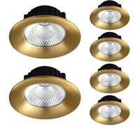 5W7W9W12W Brass Eyeball Ceilling Potlight Pack of 6retrofit LED Downlight d d Bezel Trim Can Lights 3/4/5inch Round Ceiling Panel Light Spotlights,9w-3000k