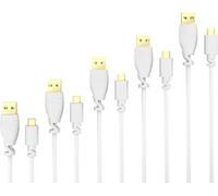 5x 0,5m Câble Micro USB (USB 2.0, câble de charge et synchro, blanc)