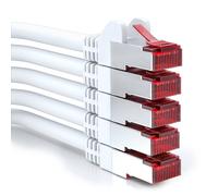 5x 0.5m CAT6 PIMF S/FTP Shielded CAT-6 RJ45 Network Cable Ethernet LAN DSL Router Modem Access Point Patch Panels-White