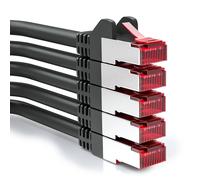 5x 0.5m CAT6 PIMF S/FTP Shielded CAT-6 RJ45 Network Cable Ethernet LAN DSL Router Modem Access Point Patch Panels-Black