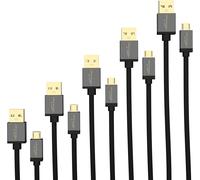 ¿ 5X 1,5M Câble De Chargement/De Données Micro Usb (Usb 2.0, Câble De Charge Et Synchro, Nylon, Noir) Pro Series[X3846]