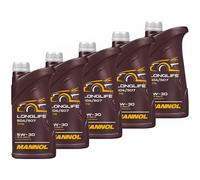 5x 1 Litre Mannol Longue Vie 5W-30 Huile VW 504 00 507 00 BMW LL-04 MB 229.51