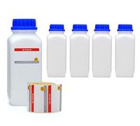5x 1000 ml flacons à col large avec bouchon à visser, flacons chimiques, laboratoires
