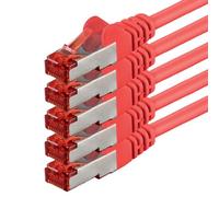5x 10m - Câble patch câble réseau Cat 6 Cat6 RJ45 SFTP - rouge