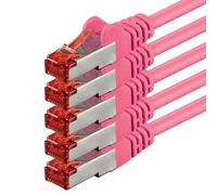 5x 1m - Câble patch câble réseau Cat 6 Cat6 RJ45 SFTP - magenta