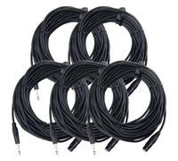 5x 20m Micro Femelle XLR 3pin vers Jack 1/4" Microphone Câble Audio Signal Noir