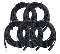 5x 20m Micro Femelle XLR 3pin vers Jack 1/4" Microphone Câble Audio Signal Noir