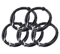 5x 3m Câble de Guitare Jack 6,3mm 1/4'' Angle Amplificateur Stereo Basse E-Drum