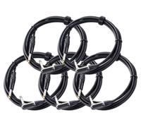 Pronomic Lot de 5 Stage INST-A-3 Câbles Jack (6,3 mm angle, câble guitare/instrument, longueur 3 m) Noir