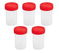 5x 60ml En Plastique Graduee Specimen Tasse Recipient Sterile Avec Couvercle