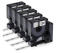 5x Aken Ruban Compatible avec Dymo Rhino 18489 Industriel en Nylon Flexible | 19mm x 3.5m, Noir Sur Blanc, Compatible avec Dymo Rhino 4200 5200 6000 Imprimante Industrielle