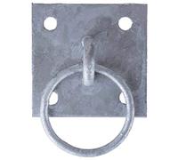 5x Anneau d’ancrage Ø 68 mm avec plaque carrée 100 x 100 mm acier galvanisé à chaud - Anneau de fixation robuste pour jardin, écurie et atelier