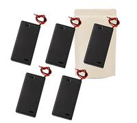 5X Armature Support Boite boitier carré pour 2 Piles Batteries AAA avec Fils Noir Rouge coupleur