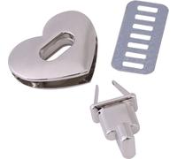 5x attaches métalliques en forme de cœur pour fermeture rotative (argent) - Accessoires pour sacs à main et sacs, rondelles aléatoires incluses