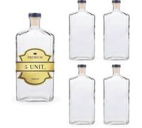 5x Bouteilles de Luxe en Verre avec Bouchons Encapsulés Argentés 500ml - Élégance et Modernité en Verre de Haute Qualité