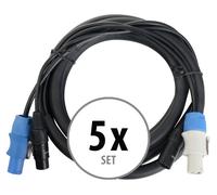 5x Cable Hybride DMX Powerplug DJ PA Effet XLR 3-Pin Male Femelle Speakon 2-Pol