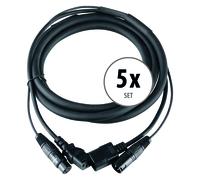 Lot de 5 Pronomic Stage IECD-2.5 Câble Hybride DMX C/DMX (Câble combiné pour alimentation et signal DMX, longueur : 2,5 m) Noir