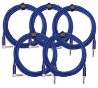 5x CABLE INSTRUMENTS GUITARE AMPLIFICATEUR AUDIO CONNECTEUR JACK BLEU 3M SET